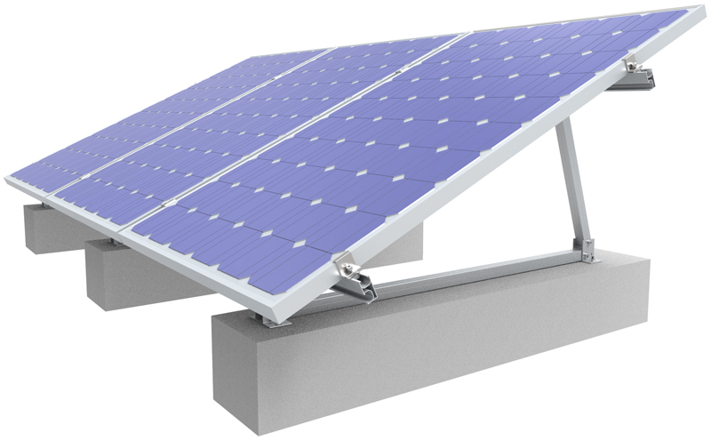 Montaggio solare con ritratto sul tetto piano zavorrato